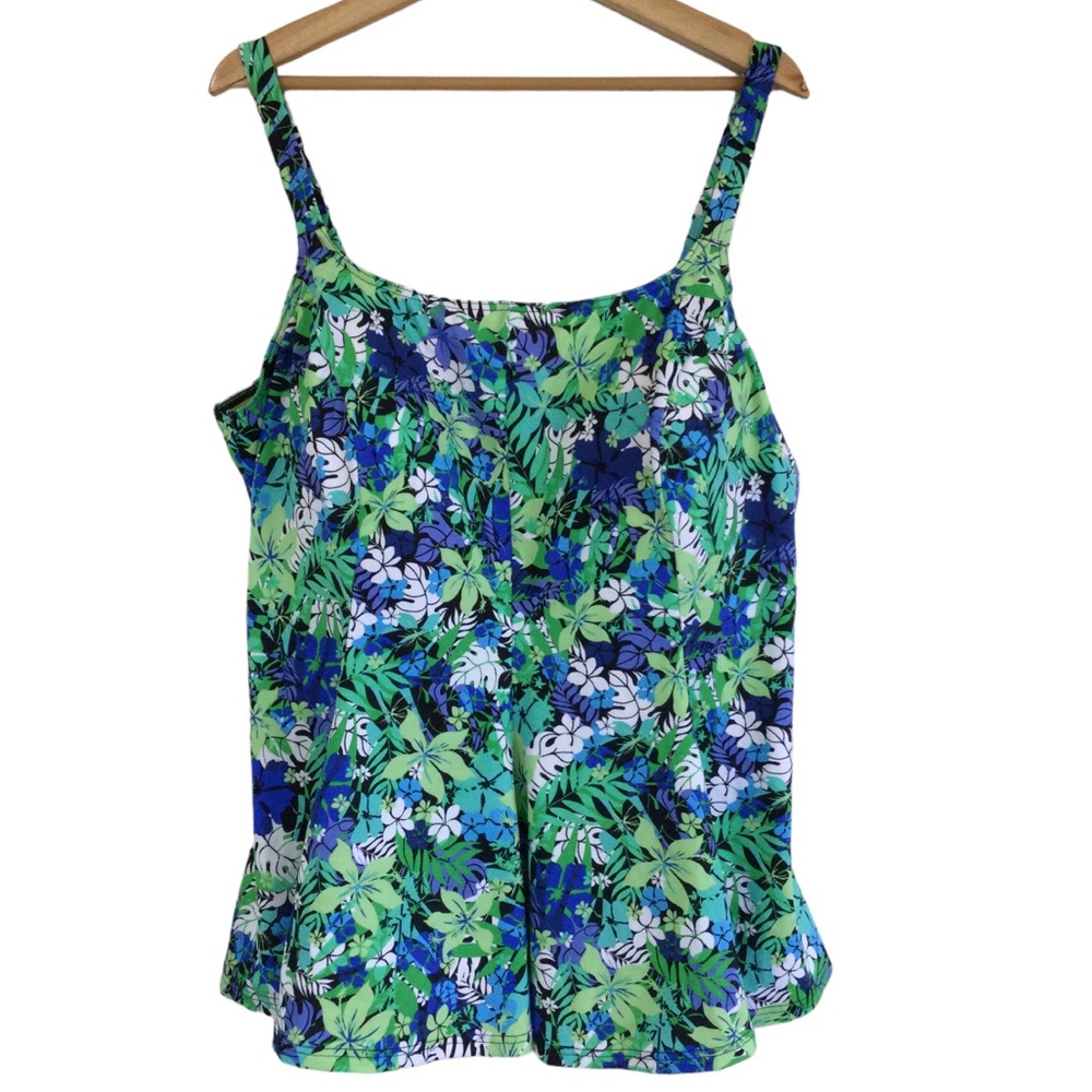 Fit 4 U Plus Size Floral Print Tankini Top Sz 26W